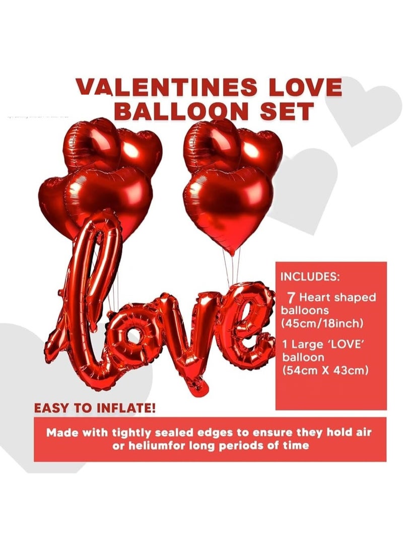 بالونات على شكل قلب أحمر – مقاس 18 بوصة لتزيين عيد الحب | بالونات فويل قلب أحمر للديكورات الرومانسية، مناسبة لتزيين حفلات الذكرى السنوية واحتفالات عيد الحب (LOVE - Image 2